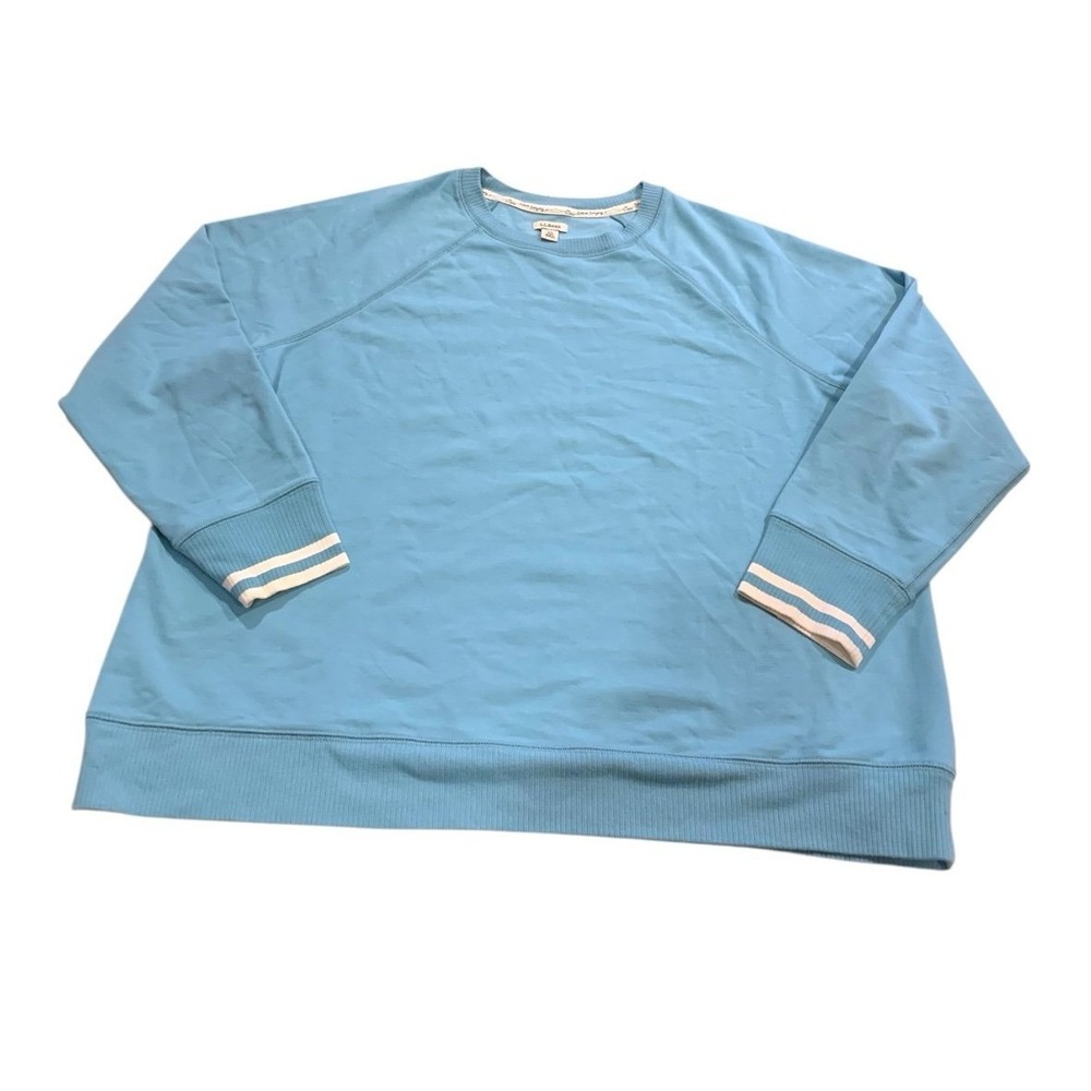 L.L.Bean Sweatshirt Women 2X Blue Raglan Sleeve 517140 Coastal Core Gorpcore